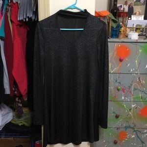 Sheer sparkly black dress with a collar neck